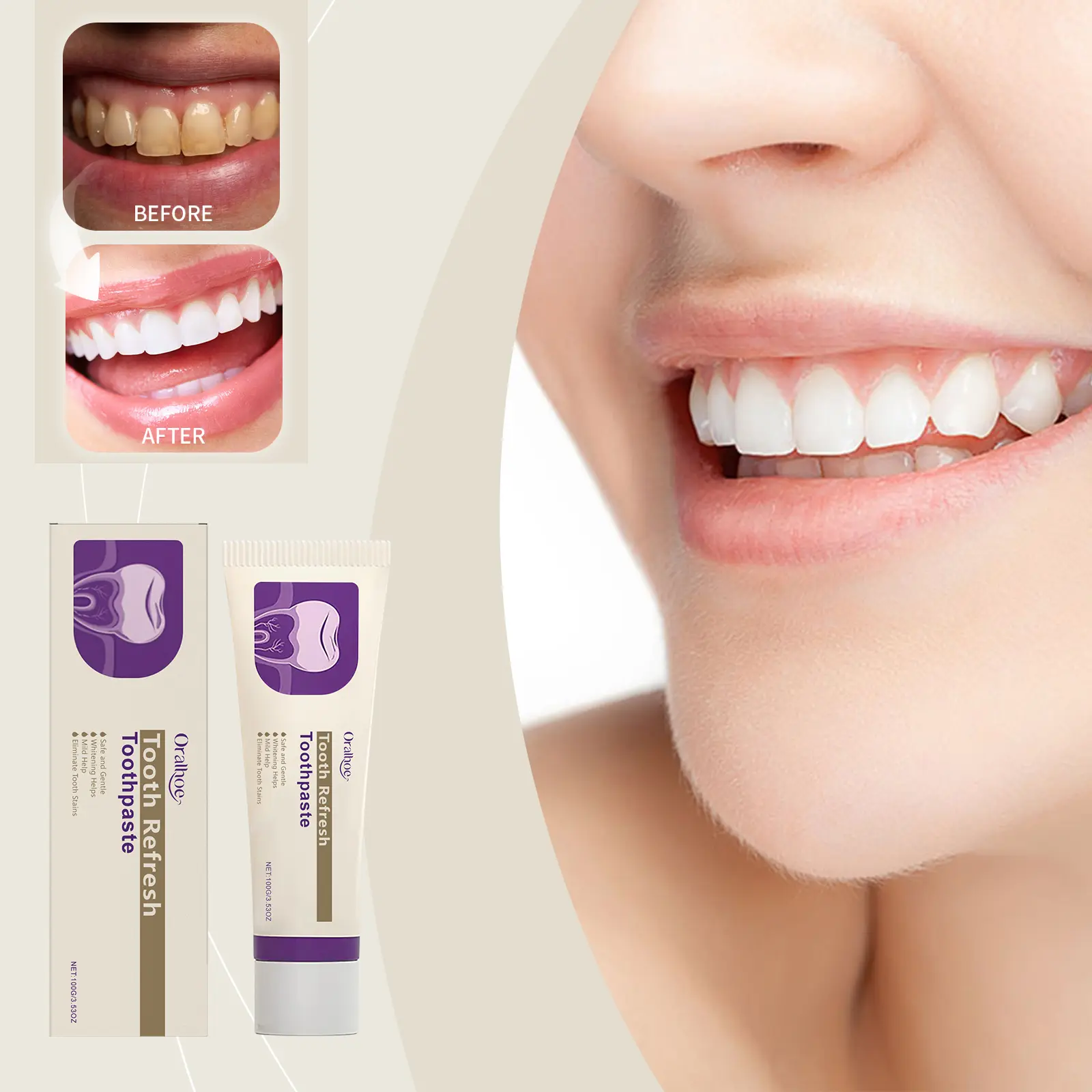 Hydroxyapatite Toothpaste for Adults, Naturally Derived Oral Care, Alcohol Free, Fluoride Free, Prevents Bad Breath, Brightens Smile, Prevents Tooth Loss, Gentle Formula, Single Item, Fresh Breath, Minty Fresh, Bright Smile, Fluoride Free Toothpastes