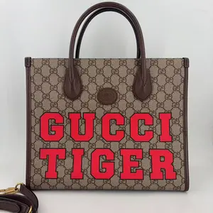 Pre-owned GUCCI Canvas Shoulder Bags Cucci Tiger Monogram Tote Bags