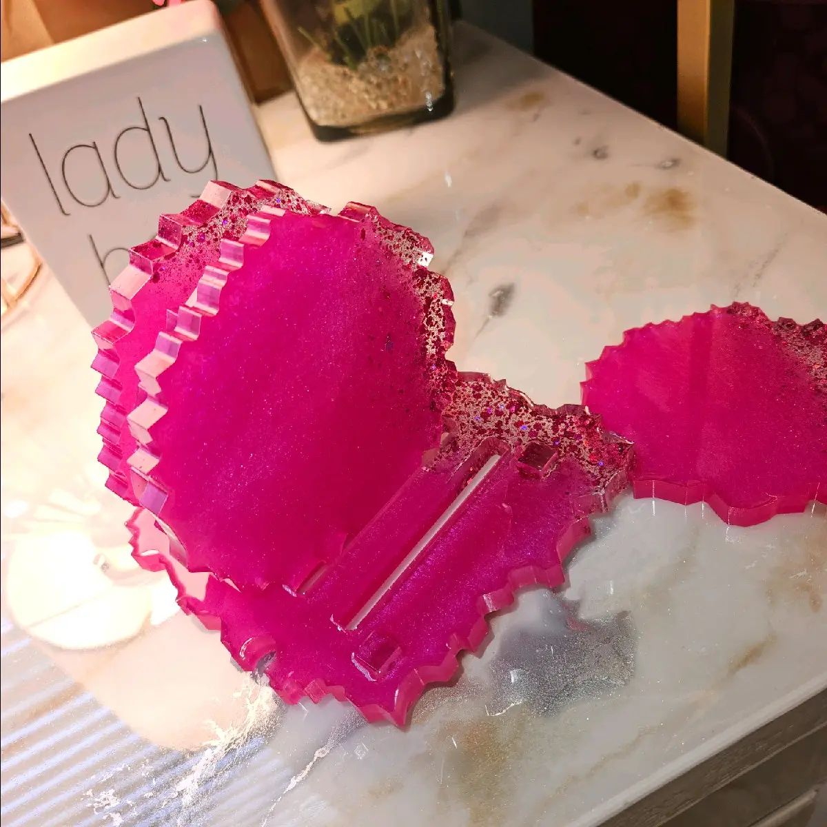 pink resin coasters