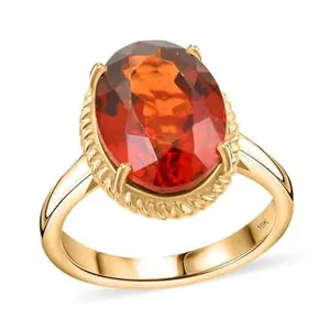 LUXORO AAA Garnet Oval 10K Yellow Gold Solitaire Ring for Women Jewelry Birthday Christmas Gifts Ct 5.78