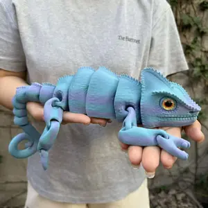 Flexible Jointed 3D Printed Lizard Tail Statue, Home Decor Ornament, Rich Expressive Eyes, Moving Legs, Vibrant Colors, Durable Plastic Sculpture, Dinosaur Design Figurine