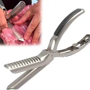 Stainless Steel Ribs Membrane Removal Tool, Ergonomic Handle Pig Rib Skin Scraper, Kitchen BBQ Meat Trimming Clamp