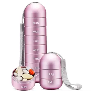 7-in-1 Travel Pill Capsule – Metal & Waterproof，One Box, Seven Doses. BPA-Free Aluminum Pill Holder for Vitamins, Meds, Supplements