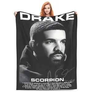 Drakes Music Singer Music Fan Blanket Soft Flannel Blanket for Sofa Bed Warm Lightweight for Boys Girls Adults 50 Inch X 40 Inch
