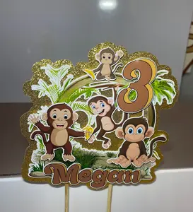 Cute Monkey Cake Toppers, Monkey Party Decoration, Little Monkey Party, Monkey Cake Toppers Decoration, Custom Monkey Cake Topper