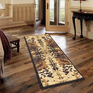 Conrad Trading  2 ft. 7 in. x 7 ft. 3 in. Yellowstone Cowhide Machine Made Runner Rug, Black