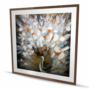 Begin Home Decor C1FM48487HGCNM 48 x 48 in. Abstract Color Spotted Peacock - Framed Print Wall Art for Home Decor