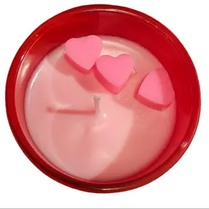 New Love 7 oz Soy Hand Poured Candle with Heart Shape Wax Decor - Perfect for Relaxation and Aromatherapy and setting the mood for a special night with notes of rose, gardenia, bergamot, and white musk!