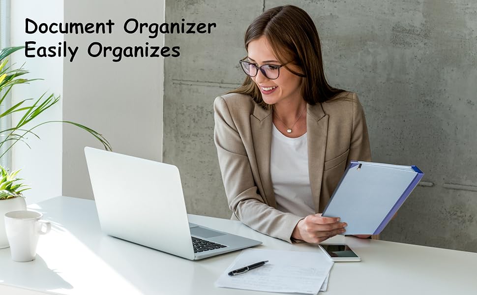 Document Organizer Binder, 10-Pocket Acid-Free File Folder, with Guided Labels for Home Records Legal Papers and Medical Documents