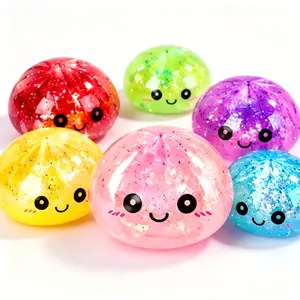 6pcs super popular rainbow glitter dumplings that can be squeezed and squished; cute transparent, shiny dumpling-shaped stress relief toys; anti-anxiety sensory toys suitable as party favors and Easter gifts for children and adults.