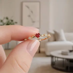 Waterproof Vintage Heart Promise Ring | Exquisite CZ Diamond Engagement Band | Elegant Everyday Jewelry Gift for Girlfriend