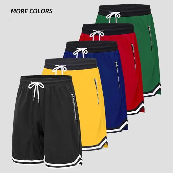 6-piece set: men’s shorts with zippered pockets, summer ice silk beach shorts, ice-feel quick-dry sports casual shorts, thin basketball shorts, plus-size men’s clothing, menswear, plain trousers, suitable for running and fitness.