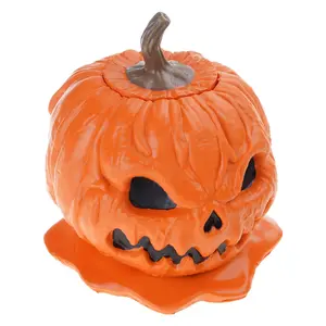 Melting Pumpkin Statue Candy Dish Serving Bowl Snacks Holder for Scary Seasonal Table Decors
