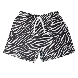 Zebra Shorts - Black and White Zebra Patterned Shorts for Summer with Drawstring Waistband & Zipper Pockets