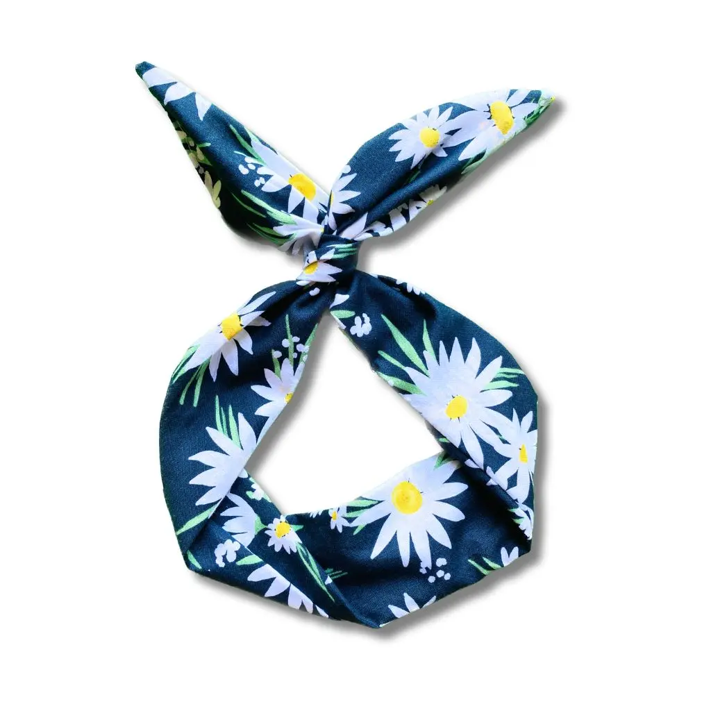 Navy Daisy Wire Headband