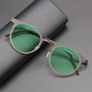 Reading Sunglasses Titanium Frames Acetate Circle Round Fashion Design Men Women