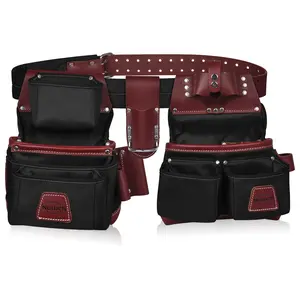 NUTUCH Black Heavy Duty Nylon and Leather Tool Belt for Carpenters and Electricians