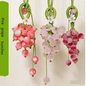 Grape Cluster Green Pendant Weaving Material Kit for Team Building Activity Newcomer Beading Accessories Keychain Hanging Everyday