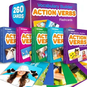 QUOKKA 260 Action Verbs Flash Cards for Speech Therapy Materials ESL Teaching – Educational Vocabulary Builder with Realistic Images for Kids Adults