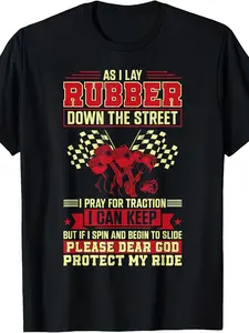 Vintage Drag Racing Prayer T-Shirt - "As I Lay Rubber The Street" Graphic Tee for Men & Women Loose Fit Crewneck Top