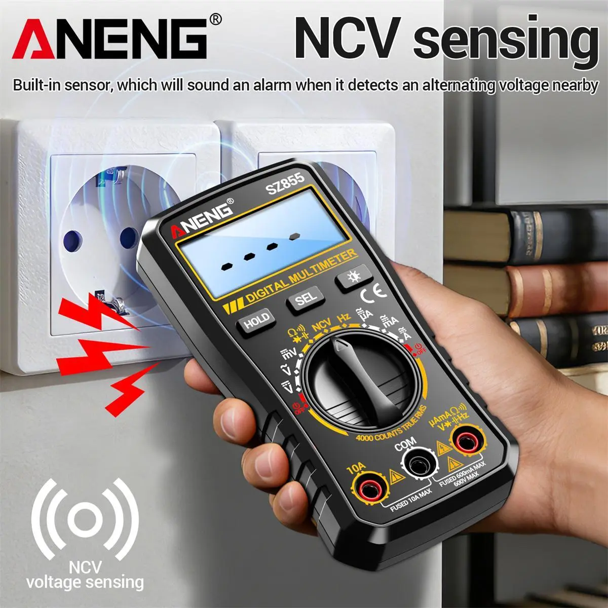 ANENG SZ855 Auto-Ranging Digital Multimeter - Compact, Anti-Burn Intelligent Design with Backlit Display, NCV, 1.5V Battery Test, Temperature Test for Automotive Repair & Electronic Maintenance, Students, 600V