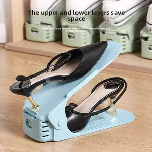 [5 Pairs] Adjustable Shoe Storage Organizer for Home Use, Shoe Holder, Shoe Cabinet, Double-Layer Folding Slipper Rack, Space-Saving Stand