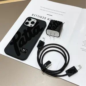 6 Piece Set Liquid Phone Case Pattern, Charger Head Cover, Cable Protector, Storage Rope, Data Line Protection for iPhone 15/16 Series Accessories