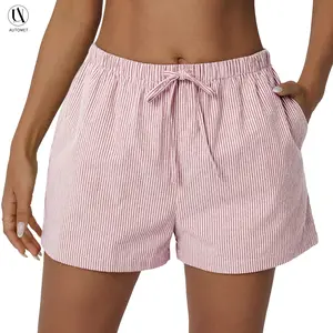 AUTOMET Women's Striped Sleeveless Loungewear Shorts - Comfy Women's Athleisure Bottoms for Everyday Wear, Striped Shorts AUTOMET Women's Striped Sleeveless Loungewear Shorts - Comfy Women's Athleisure Bottoms for Everyday Wear, Striped Shorts