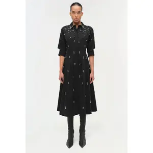 Jazz Embellished Midi Dress Black