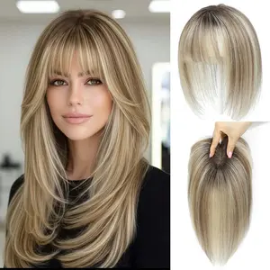 Human Hair Toppers for Women with Thinning Hair Topper with Bangs Upgrade Swiss Base 10inch Hairpiecees for Women with Hairloss