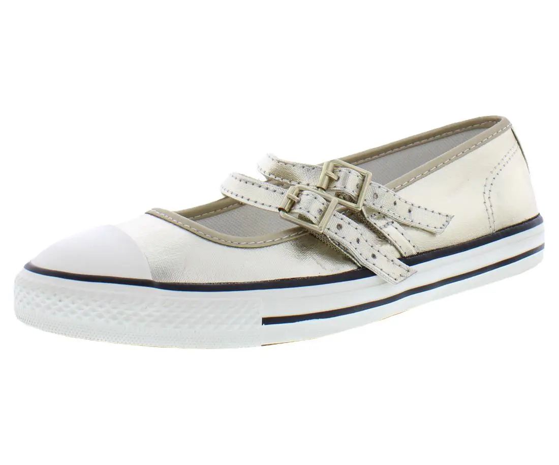 Converse Chuck Taylor All Star Dainty Mary Jane Womens Shoes, Color: Light Gold/Egret/Black