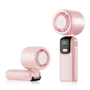 Portable Mini Turbo Fan, 100 Adjustable Speeds, Foldable Handheld Fan with Smart LED Display, Battery Operated for Travel, Beach, Office, Indoor Outdoor