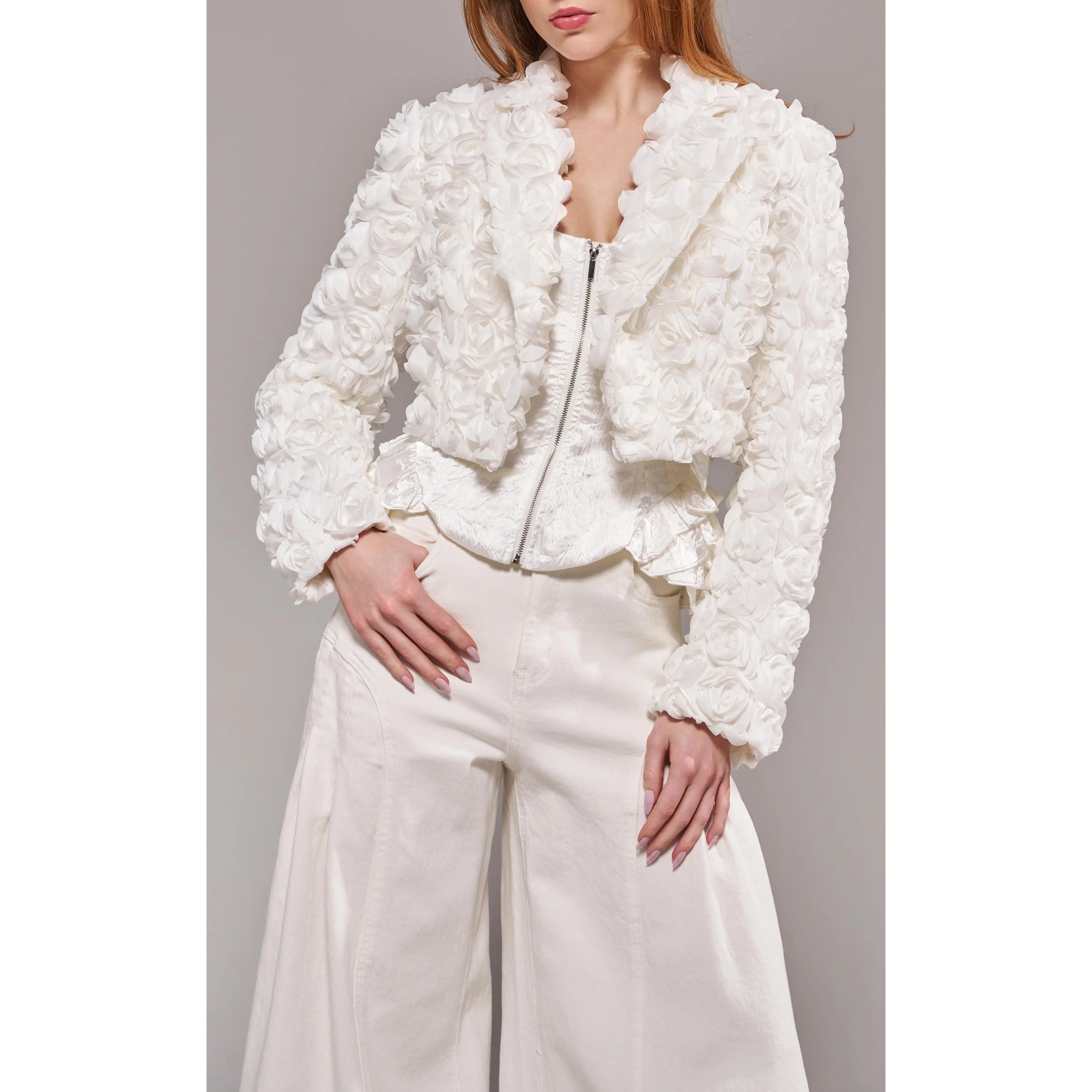 BRIARROSE-WHITE ROSETTE BLAZER