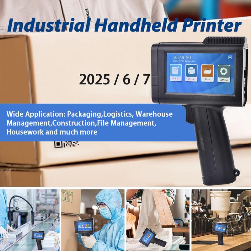 Upgraded Handheld Inkjet Printer with LED Touch Screen Quick-Drying Inkjet Coding Machine for Code Date LOGO,Bar Code,Number, Label (Support 14 Languages &3 Print Precision)
