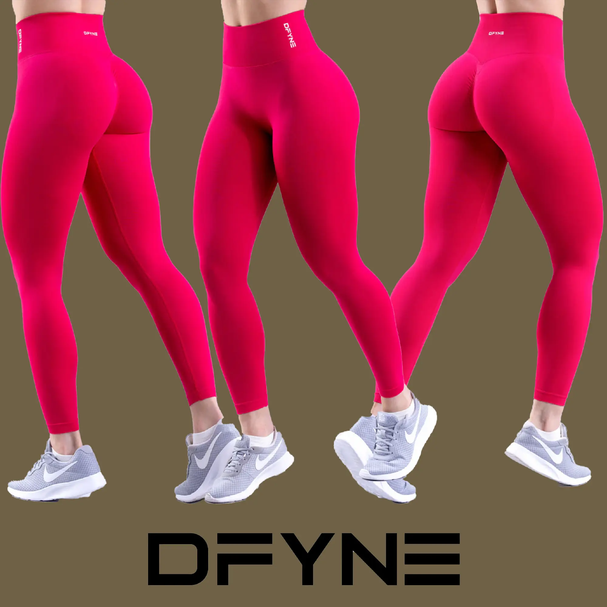 Dfyne Dynamic Leggings – Seamless High-Waisted Gym Leggings with Sculpting Fit & Ribbed Waistband Skinny Yoga Bottoms Skinny Sportswear