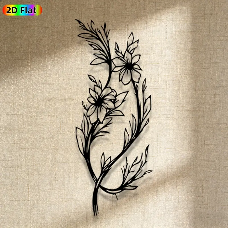 1pc Romantic Flower & Branch Metal Wall Art, Romantic Flower & Branch Statue Mural, Iron Craft, Perfect for Bedroom, Boudoir, Love Alcove Decor, Intricate Craftsmanship, Artistic Metalwork, Valentine's Decor, Ideal Gift for Romantic Souls