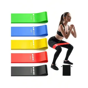 5 Pcs Resistance Bands Set - Women's Starter Kit, Non-Slip Elastic Resistant Bands for Yoga, Stretch Training, Leg Workout, Home Gym & Travel Use, Stretch Training Bands