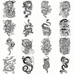 Dragon Totem Pattern Temporary Tattoo Sticker, Waterproof Long Lasting Fake Tattoo Sticker, Body Art Decoration for Men & Women, Waterproof Temporary Tattoos