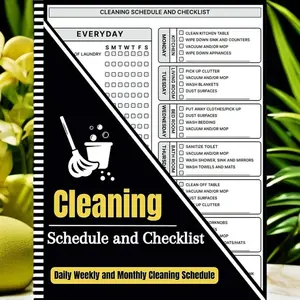cleaning schedule and checklist: Daily Weekly and Monthly Cleaning Schedule | Household Chores with Check Lists