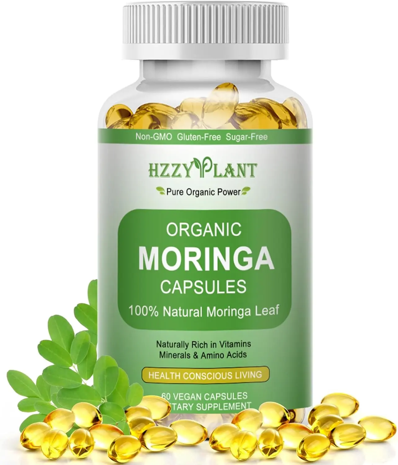 Moringa Softgel Capsules, Made with Pure Moringa Oleifera Leaf, Green Superfood High Absorption than Moringa Powder Capsules, for Energy, Immunity & Joint Health,Vegan,Non GMO,2 Month Supply