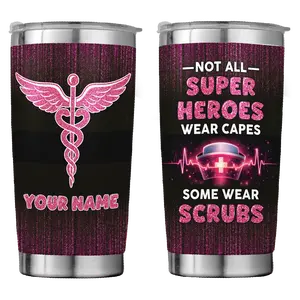 Personalized Nurse Stainless Tumbler 20oz – Medical Theme Travel Coffee Cup for Healthcare Workers