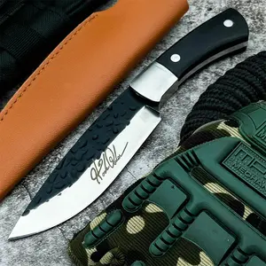 High-quality, wear-resistant outdoor sheath knife with Stainless steel blade and ebony handle. Versatile tool for camping, fishing, and hiking, offering exceptional hardness and practicality. Survival Tools