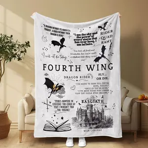 Fourth Wing Themed  Pattern Blanket,  1 Count Soft and Comfortable Air-conditioned Room Throw, Warm Nap Blanket for Home, Office & Valentine's Day Gift