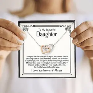 Interlocking Hearts Necklace, To My Beautiful Daughter, Necklace For Daughter, Daughter Jewelry, Daughter Gift, Birthday, Christmas, Graduation, Valentines I love you forever and always