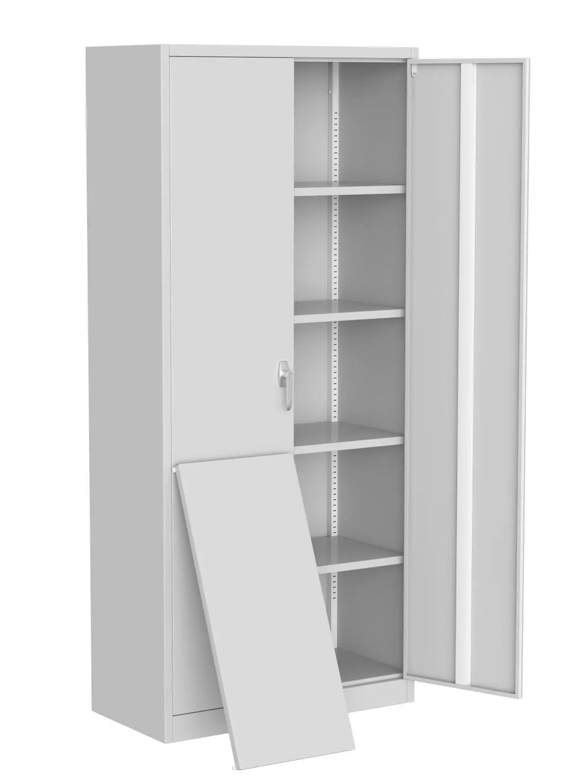 Secure 71-Inch Tall Steel Storage Cabinet with Lockable Double Doors – 4 Adjustable Shelves & Feet – Durable Metal Construction – Pantry, Garage, Office, Bedroom, Workshop Organization – White