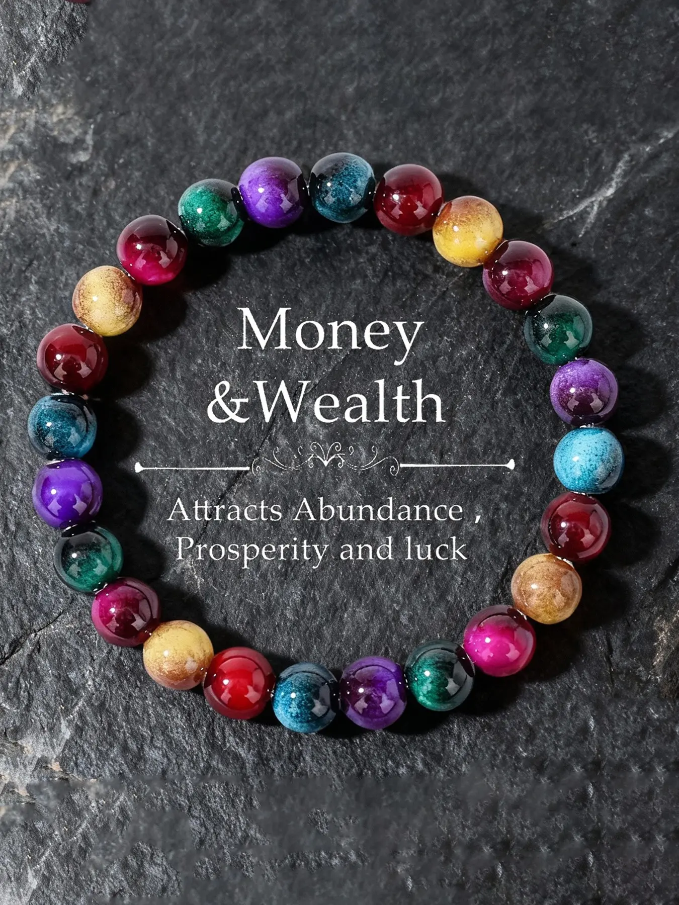Women's Summer Trendy Cool and Refreshing Imitation Natural Stone Colored Beaded Bracelet,for All-Season Elegant and Casual Accessory, Daily Wear Jewelry, Crystal Bracelet, Bead Bracelets