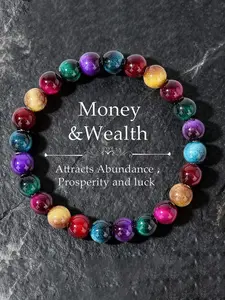 Women's Summer Trendy Cool and Refreshing Imitation Natural Stone Colored Beaded Bracelet,for All-Season Elegant and Casual Accessory, Daily Wear Jewelry, Crystal Bracelet