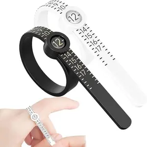 2 count Ring Sizer Measuring Tool Sizing Tool  Rings Size,   Finger Size Gauge Measuring Tool Ring Sizer with Lens, 1-17 Black  Sizing Tool Tape with Magnified Glass ScaleQuesear