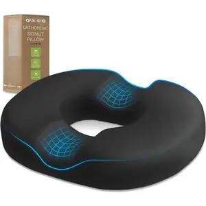 Donut Pillow Seat Cushion Chair Pad for   and , Memory  Seat Chair Cushion for  , Seat Cushions for Men and Women for  & Office, (Black)
