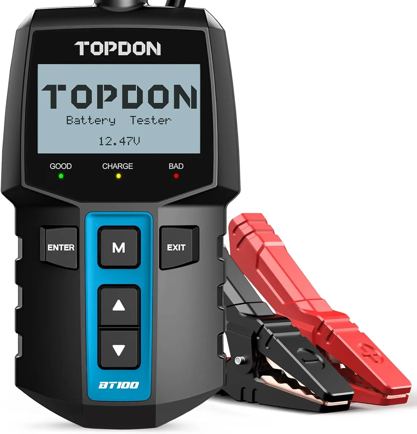 TOPDON BT100 Car Battery Tester 12V Load Tester,  100-2000 CCA Automotive Alternator Tester Digital Auto Battery Analyzer Charging Cranking System Tester for Car Truck Motorcycle ATV SUV Yacht Vehicle